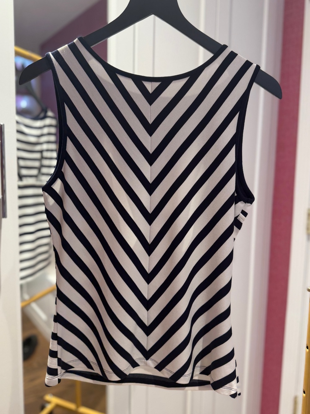 Karen Millen Striped Sleeveless Cutout Back Top UK 12 NWT